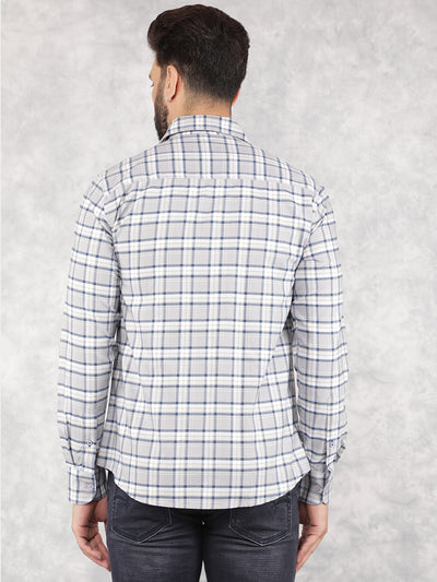 Grey Checked 100% Cotton Shirt-Men Shirts-Crimsoune Club