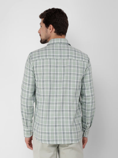 Green 100% Cotton Checked Shirt-Men Shirts-Crimsoune Club