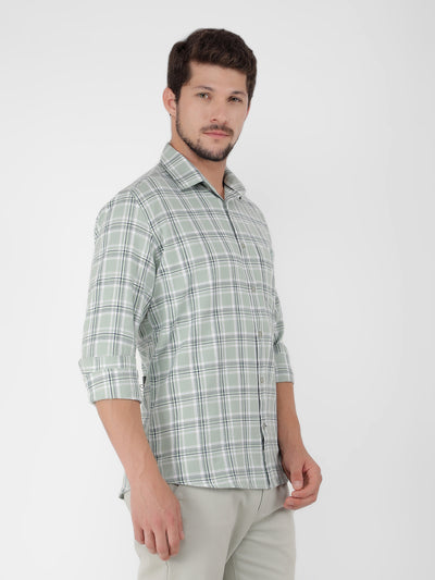 Green 100% Cotton Checked Shirt-Men Shirts-Crimsoune Club