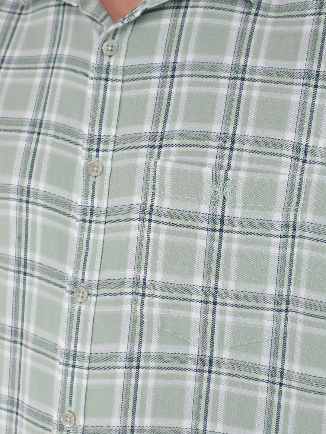 Green 100% Cotton Checked Shirt-Men Shirts-Crimsoune Club