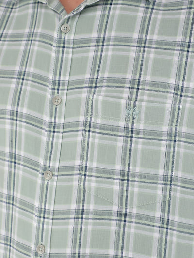 Green 100% Cotton Checked Shirt-Men Shirts-Crimsoune Club