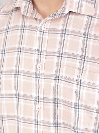 Pink Checked 100% Cotton Shirt-Men Shirts-Crimsoune Club