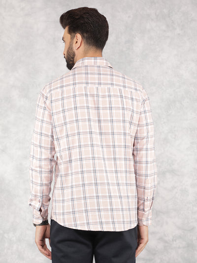 Pink Checked 100% Cotton Shirt-Men Shirts-Crimsoune Club