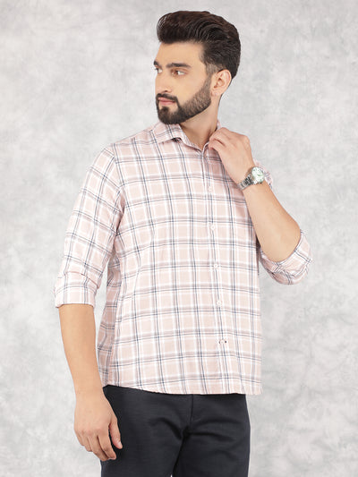 Pink Checked 100% Cotton Shirt-Men Shirts-Crimsoune Club