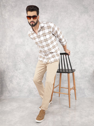 White Checked 100% Cotton Shirt-Men Shirts-Crimsoune Club