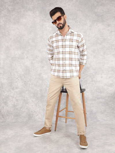 White Checked 100% Cotton Shirt-Men Shirts-Crimsoune Club