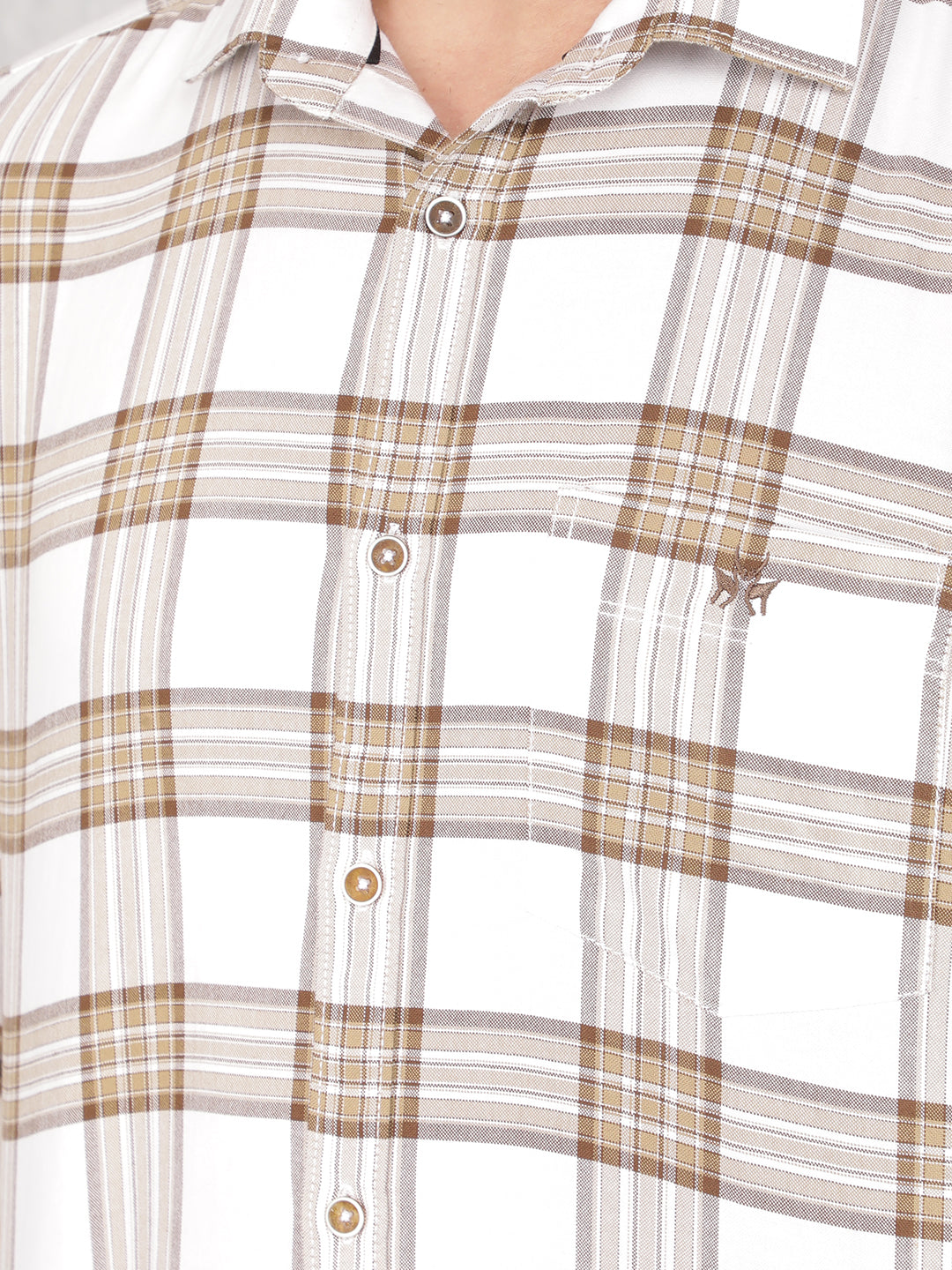 White Checked 100% Cotton Shirt-Men Shirts-Crimsoune Club