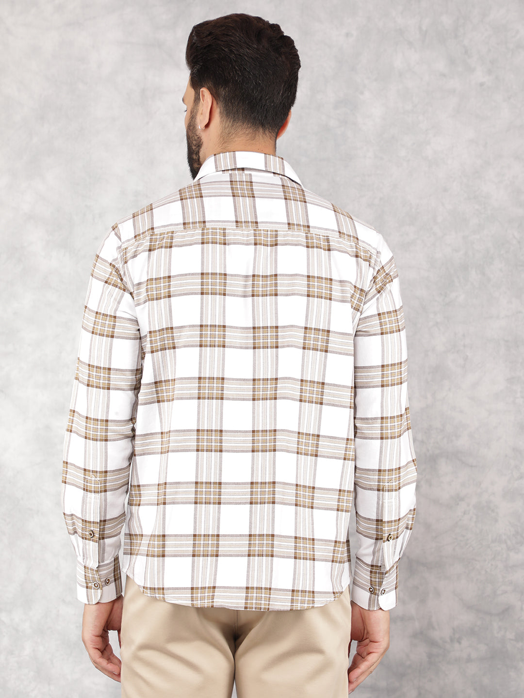 White Checked 100% Cotton Shirt-Men Shirts-Crimsoune Club