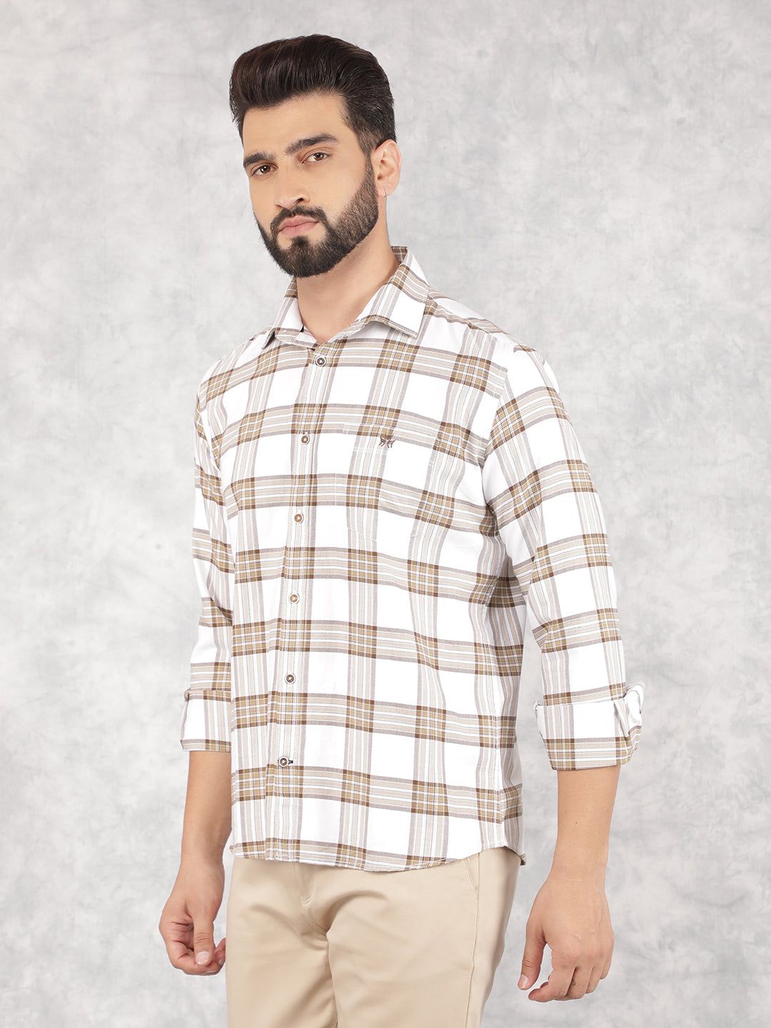 White Checked 100% Cotton Shirt-Men Shirts-Crimsoune Club