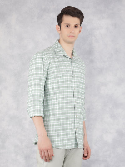 Green 100% Cotton Checked Shirt-Men Shirts-Crimsoune Club