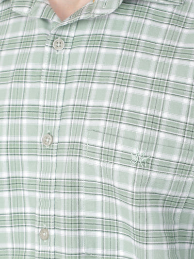 Green 100% Cotton Checked Shirt-Men Shirts-Crimsoune Club