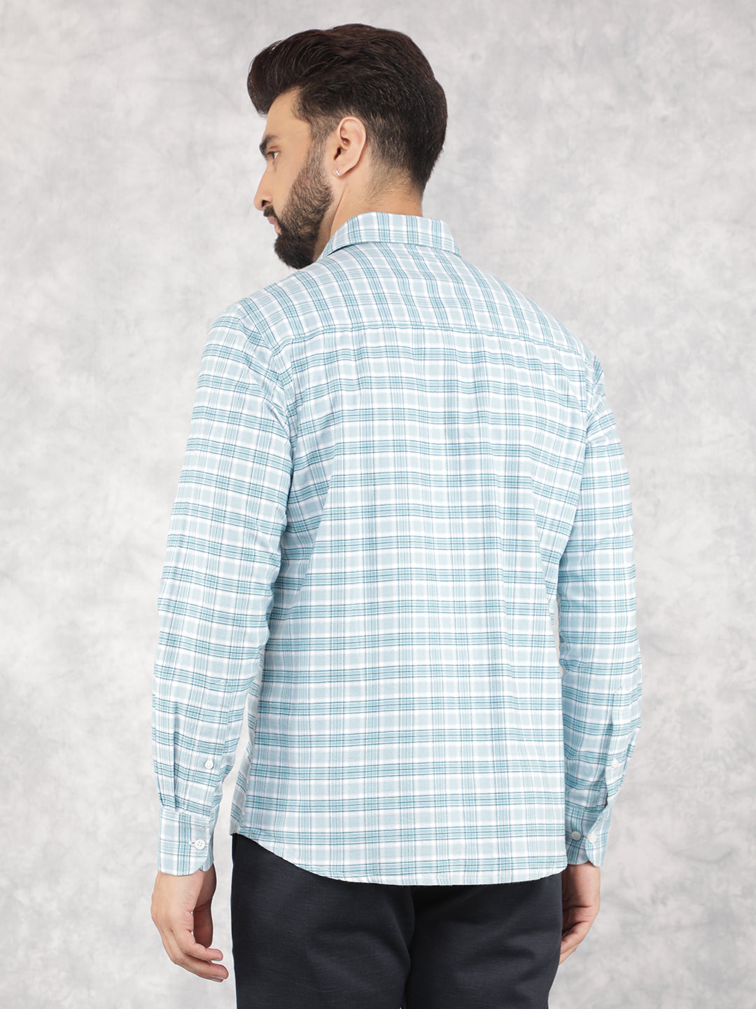 Blue Checked 100% Cotton Shirt-Men Shirts-Crimsoune Club