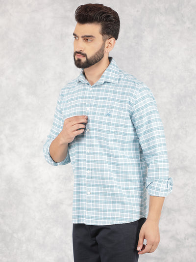 Blue Checked 100% Cotton Shirt-Men Shirts-Crimsoune Club