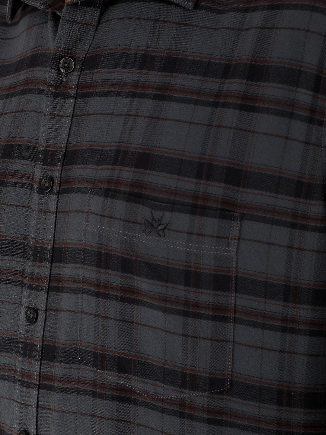 Grey 100% Cotton Checked Shirt-Men Shirts-Crimsoune Club