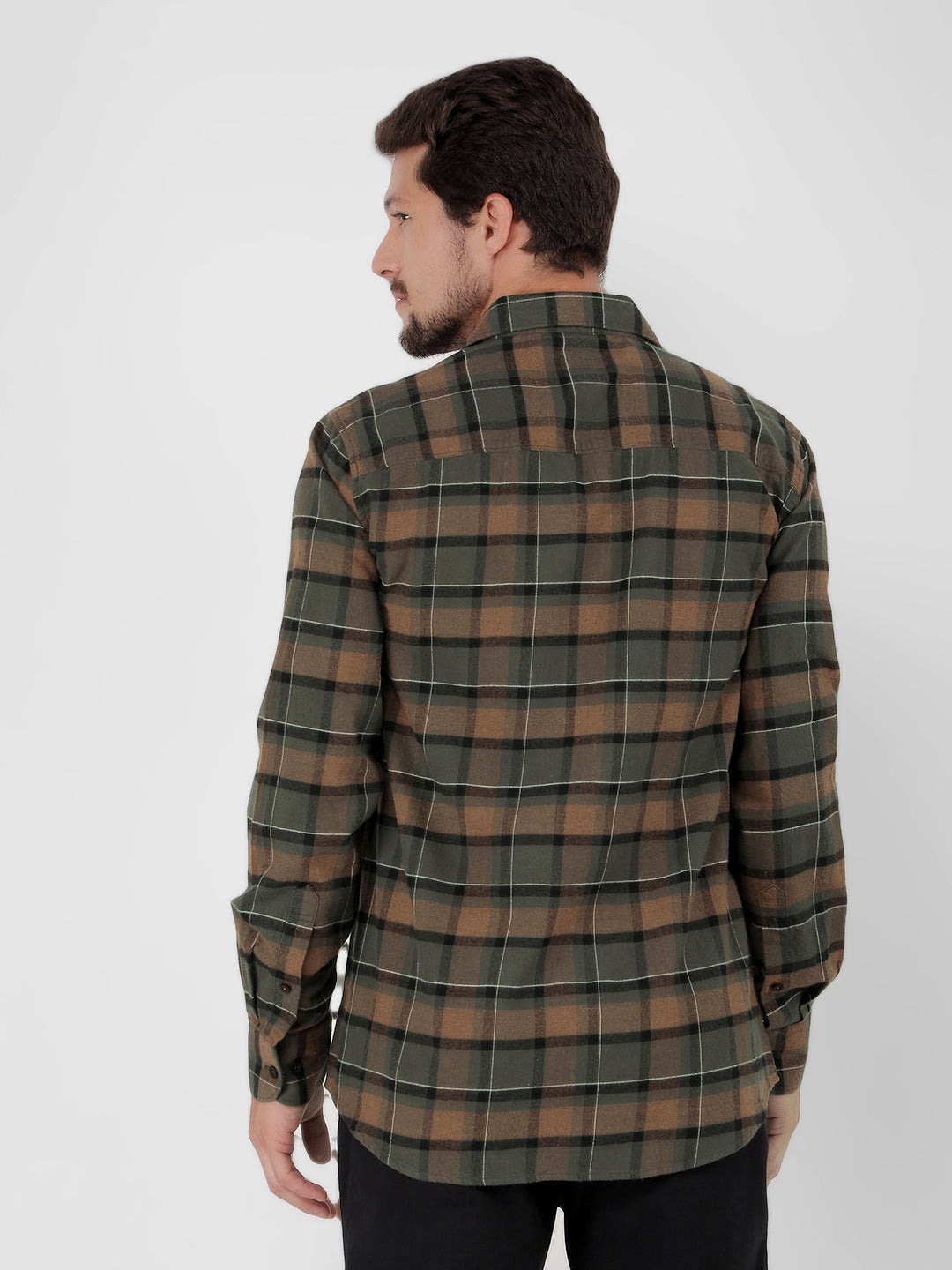 Brown 100% Cotton Checked Shirt-Men Shirts-Crimsoune Club