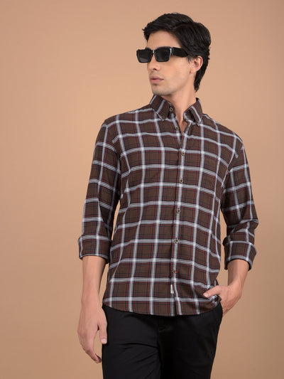 Brown Checked Shirt-Men Shirts-Crimsoune Club