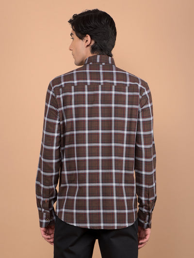 Brown Checked Shirt-Men Shirts-Crimsoune Club