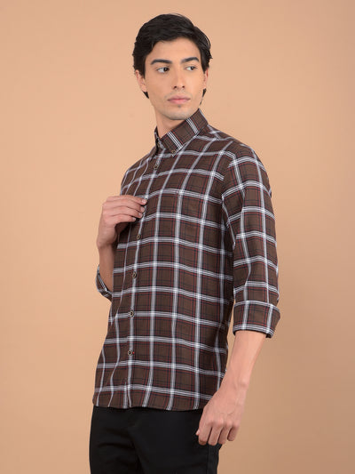 Brown Checked Shirt-Men Shirts-Crimsoune Club