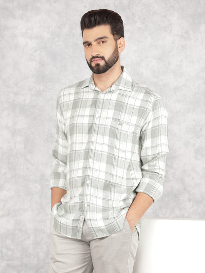 Green Checked Linen Shirt-Men Shirts-Crimsoune Club