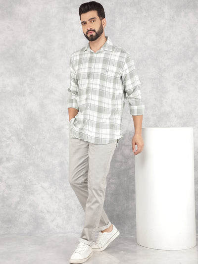 Green Checked Linen Shirt-Men Shirts-Crimsoune Club