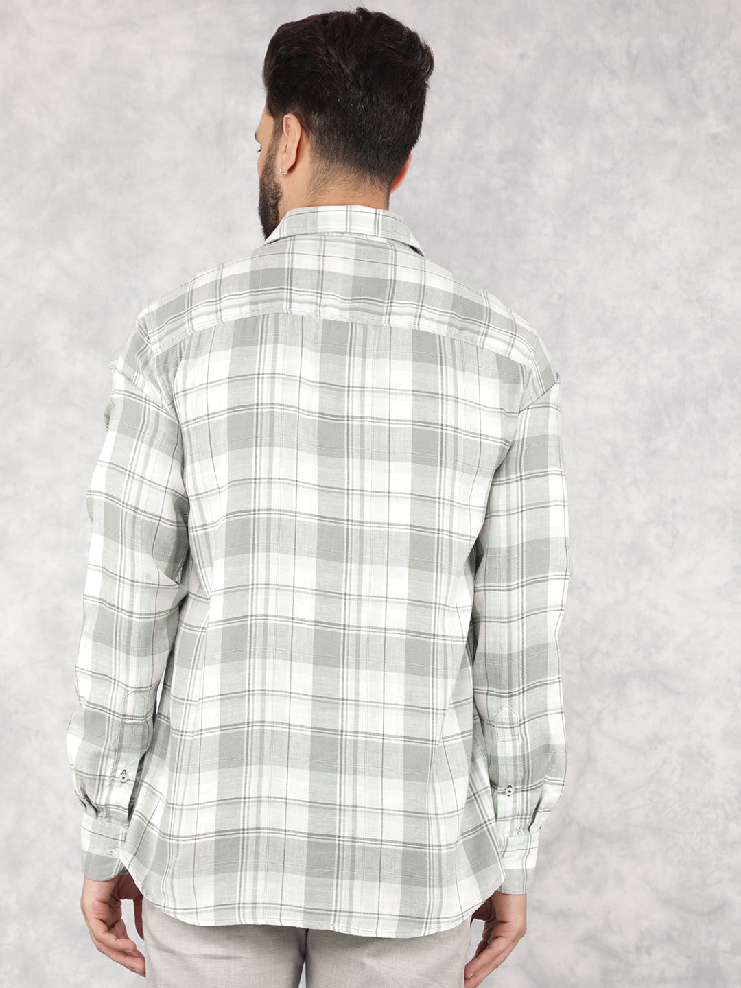 Green Checked Linen Shirt-Men Shirts-Crimsoune Club