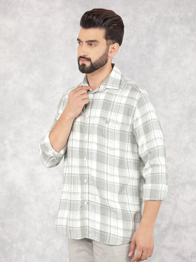 Green Checked Linen Shirt-Men Shirts-Crimsoune Club