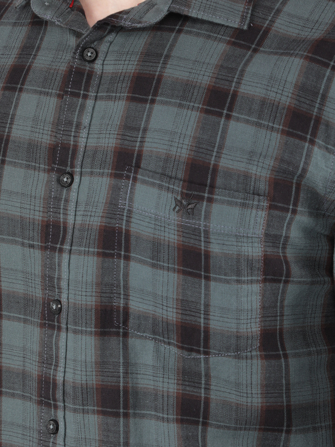 Green 100% Cotton Checked Shirt-Men Shirts-Crimsoune Club