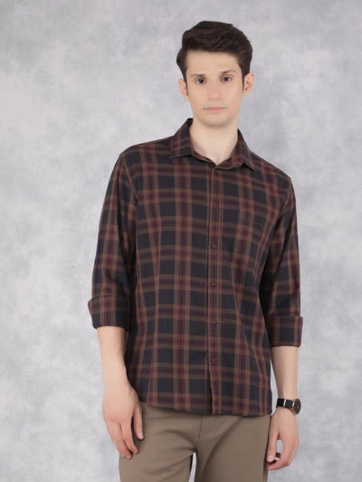 Black 100% Cotton Checked Shirt-Men Shirts-Crimsoune Club