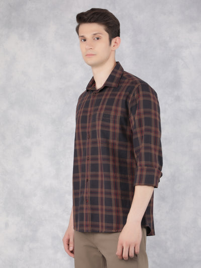 Black 100% Cotton Checked Shirt-Men Shirts-Crimsoune Club