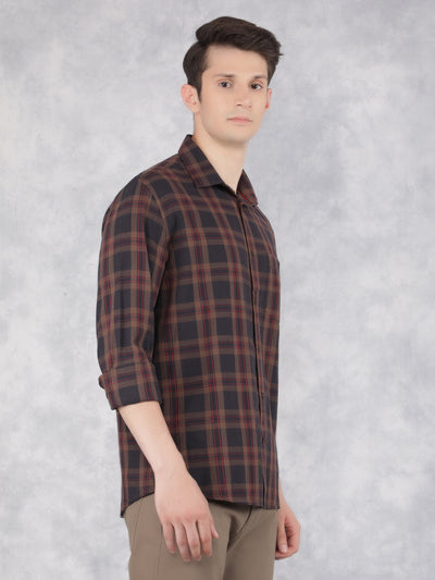 Black 100% Cotton Checked Shirt-Men Shirts-Crimsoune Club