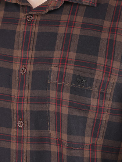 Black 100% Cotton Checked Shirt-Men Shirts-Crimsoune Club