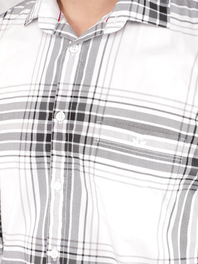 White Checked 100% Cotton Shirt-Men Shirts-Crimsoune Club