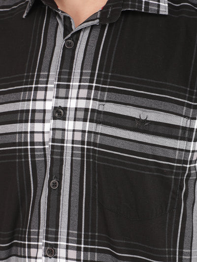 Black Checked 100% Cotton Shirt-Men Shirts-Crimsoune Club