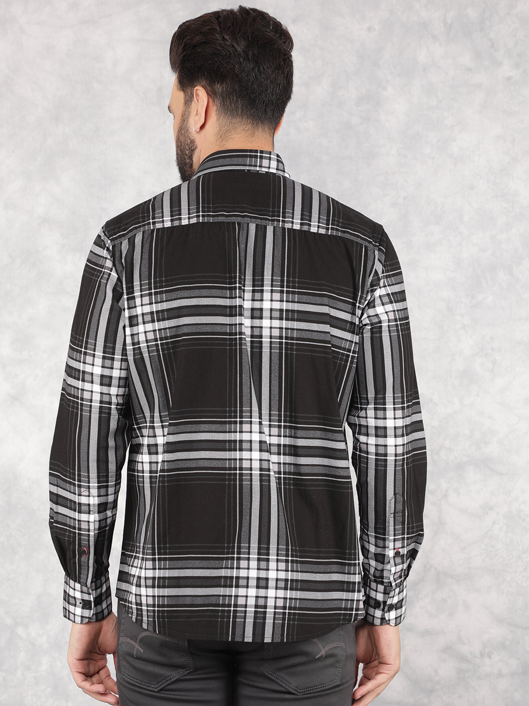 Black Checked 100% Cotton Shirt-Men Shirts-Crimsoune Club