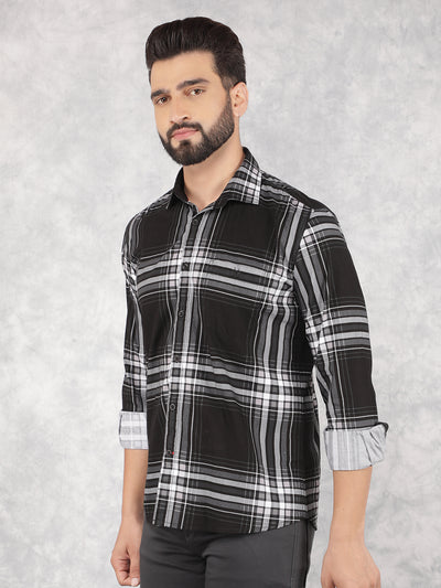 Black Checked 100% Cotton Shirt-Men Shirts-Crimsoune Club