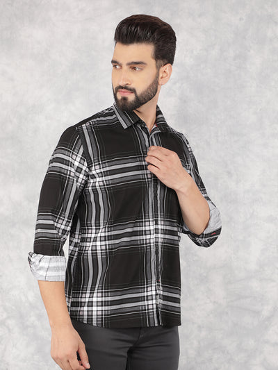 Black Checked 100% Cotton Shirt-Men Shirts-Crimsoune Club