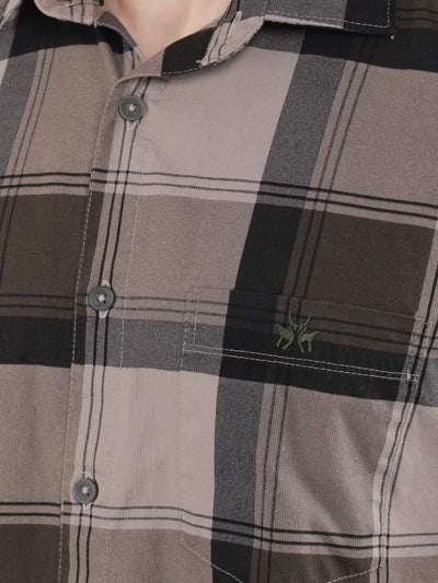 Olive 100% Cotton Checked Shirt-Men Shirts-Crimsoune Club