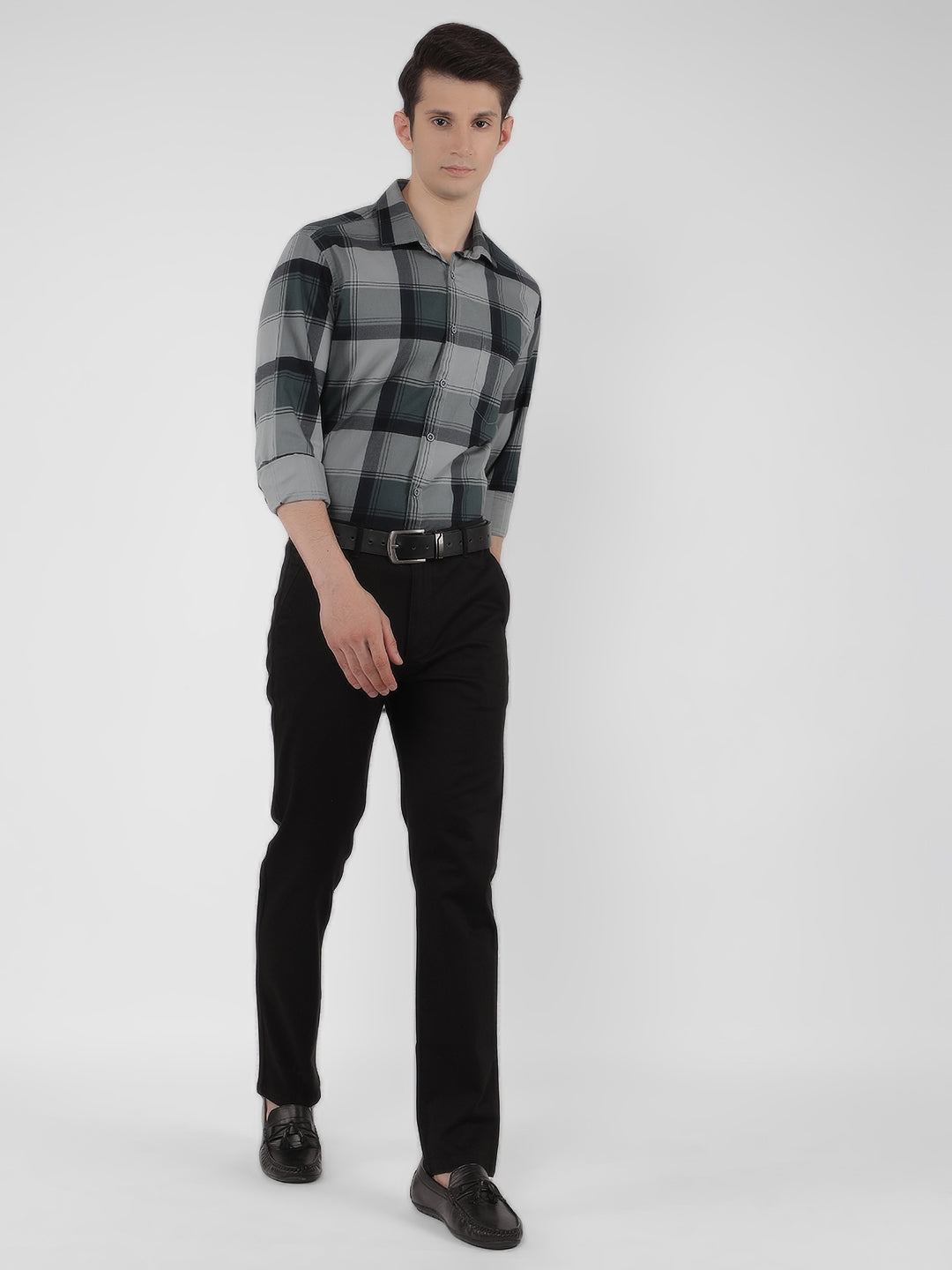 Green 100% Cotton Checked Shirt-Men Shirts-Crimsoune Club