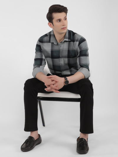 Green 100% Cotton Checked Shirt-Men Shirts-Crimsoune Club