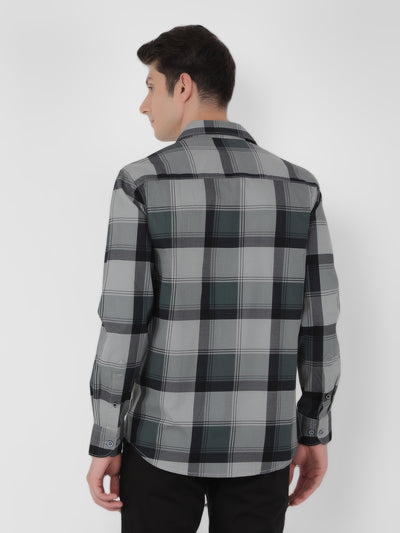 Green 100% Cotton Checked Shirt-Men Shirts-Crimsoune Club