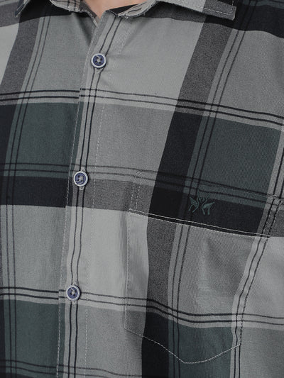 Green 100% Cotton Checked Shirt-Men Shirts-Crimsoune Club