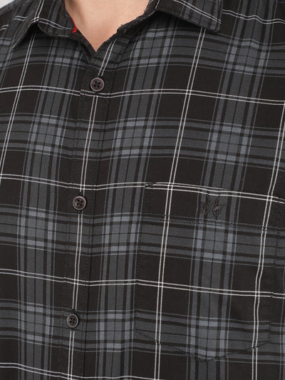 Black Checked 100% Cotton Shirt-Men Shirts-Crimsoune Club