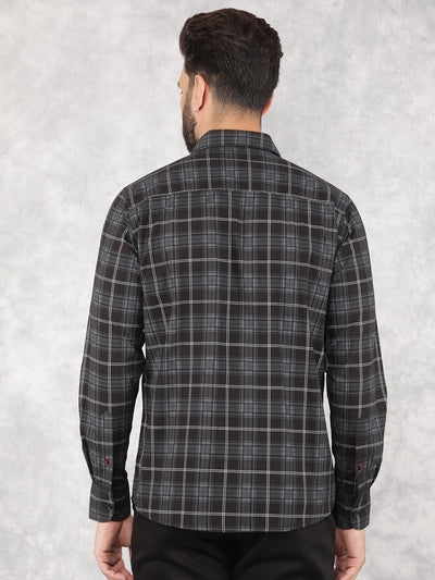 Black Checked 100% Cotton Shirt-Men Shirts-Crimsoune Club