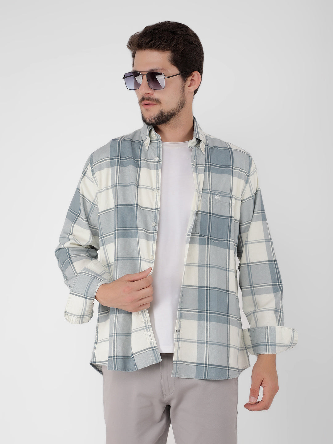 Blue Checked Check Shirt-Men Shirts-Crimsoune Club