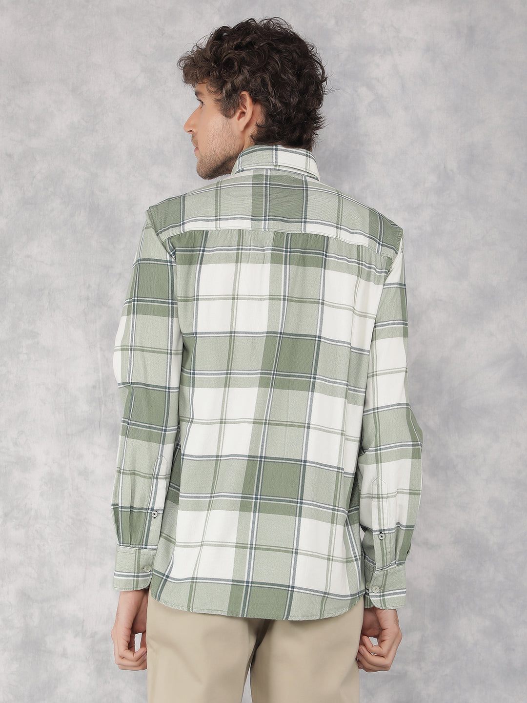 Green Checkered Shirt-Men Shirts-Crimsoune Club