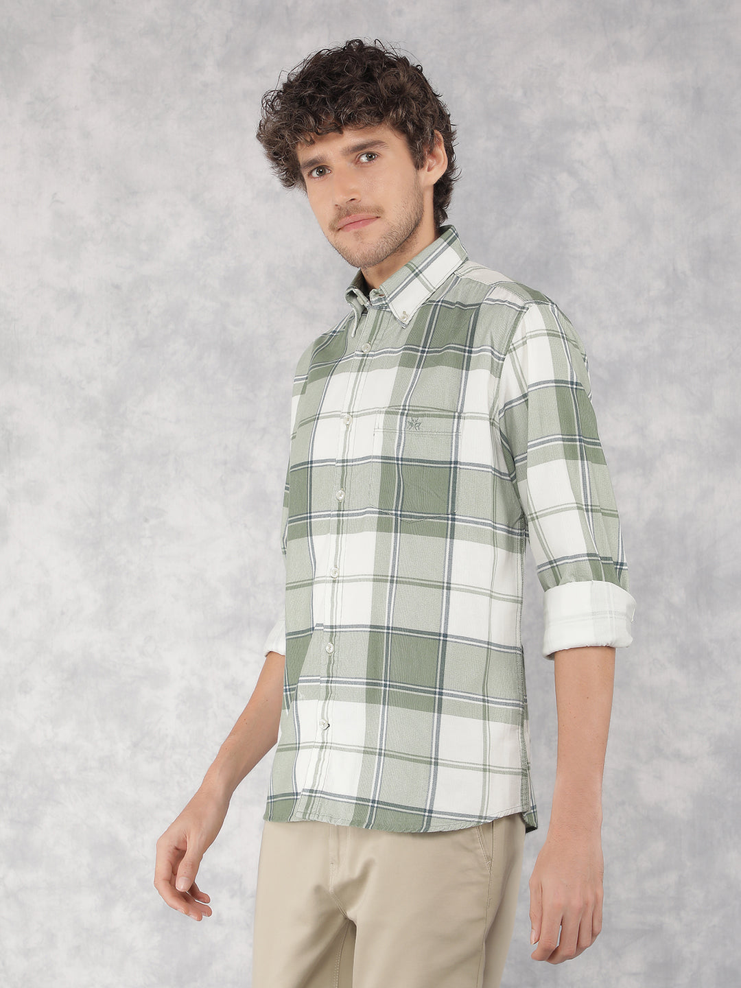 Green Checkered Shirt-Men Shirts-Crimsoune Club