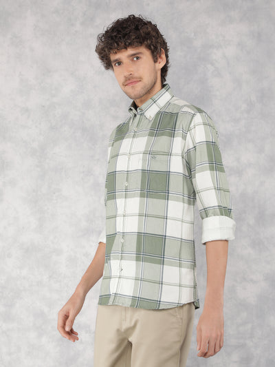 Green Checkered Shirt-Men Shirts-Crimsoune Club