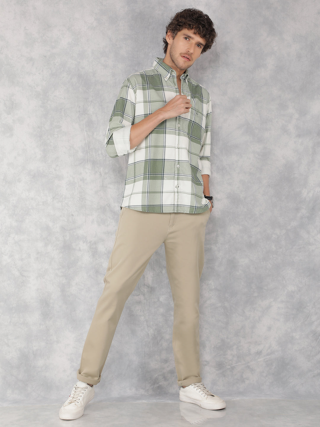 Green Checkered Shirt-Men Shirts-Crimsoune Club