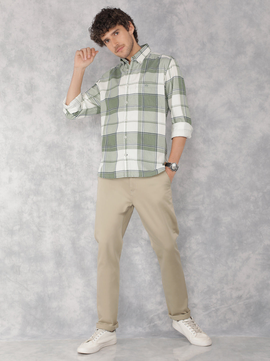 Green Checkered Shirt-Men Shirts-Crimsoune Club