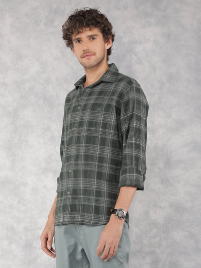 Green Checkered 100% Cotton Shirt-Men Shirts-Crimsoune Club